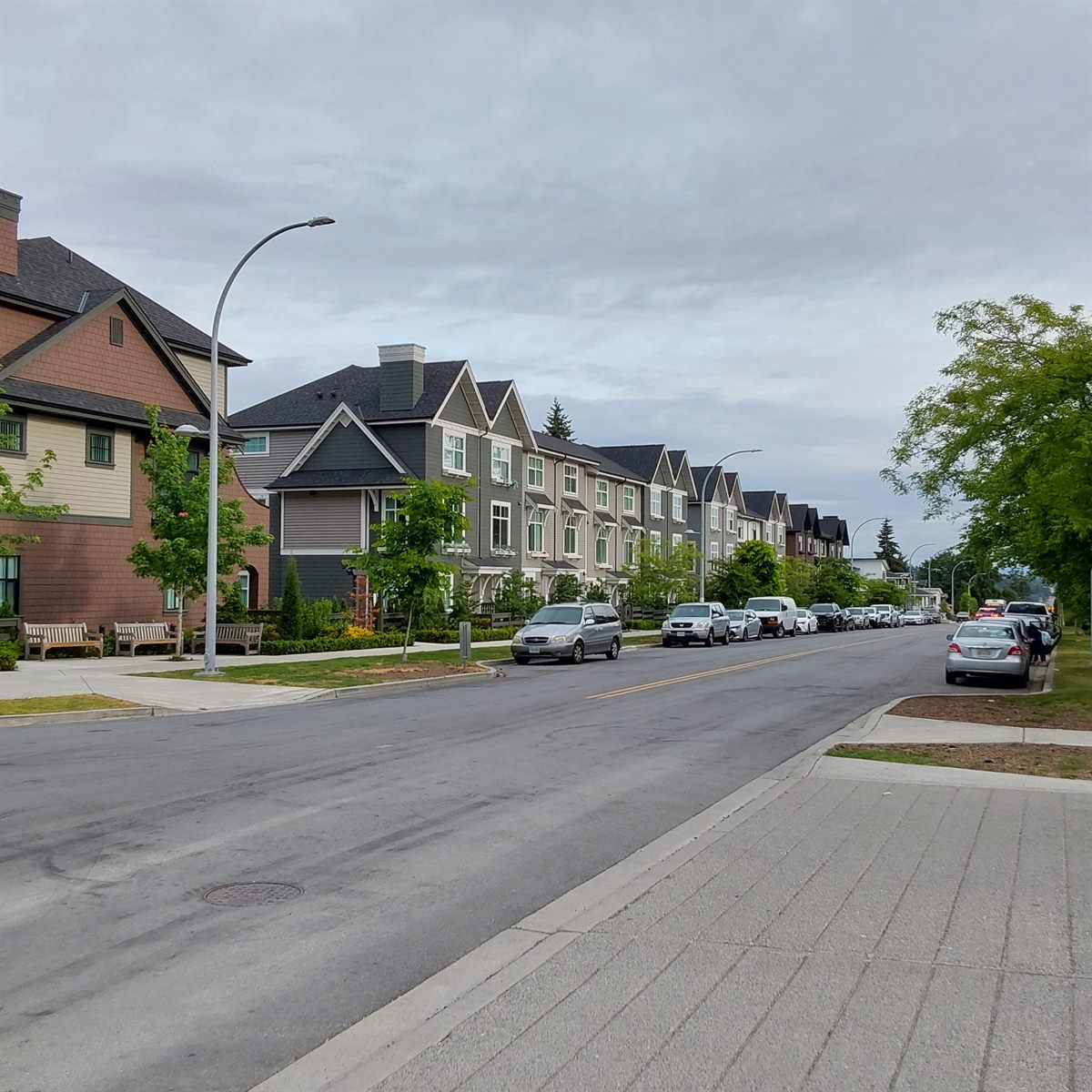 Townhome complex along a residential street, Surrey